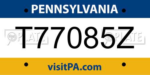 T77085Z Pennsylvania License Plate