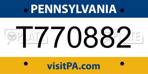 T770882 Pennsylvania License Plate