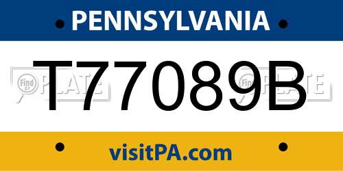 T77089B Pennsylvania License Plate