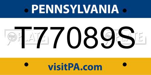 T77089S Pennsylvania License Plate