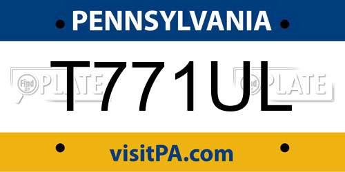 T771UL Pennsylvania License Plate