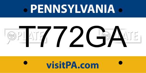 T772GA Pennsylvania License Plate