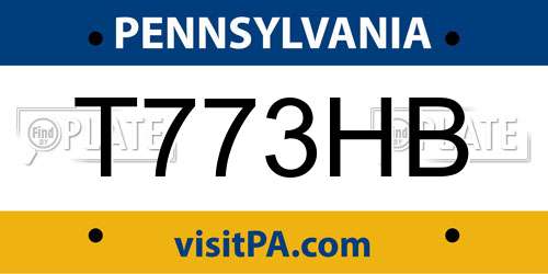 T773HB Pennsylvania License Plate