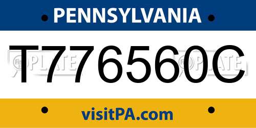 T776560C Pennsylvania License Plate