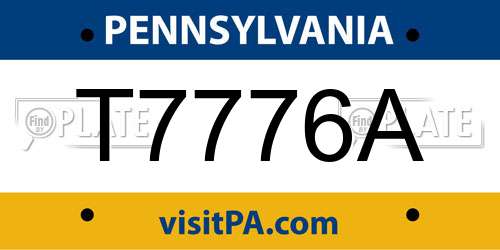 T7776A Pennsylvania License Plate