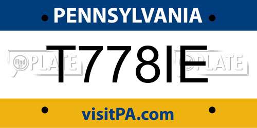 T778IE Pennsylvania License Plate