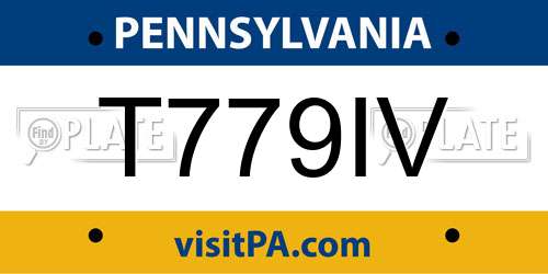 T779IV Pennsylvania License Plate
