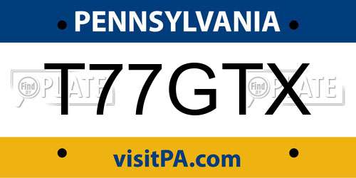T77GTX Pennsylvania License Plate