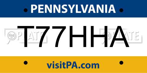 T77HHA Pennsylvania License Plate