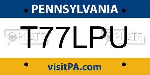T77LPU Pennsylvania License Plate