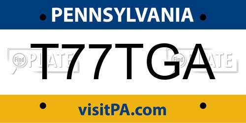 T77TGA Pennsylvania License Plate
