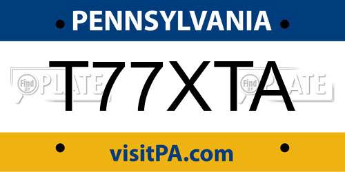 T77XTA Pennsylvania License Plate