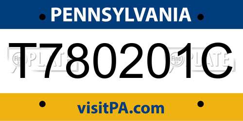 T780201C Pennsylvania License Plate