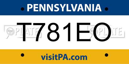 T781EO Pennsylvania License Plate