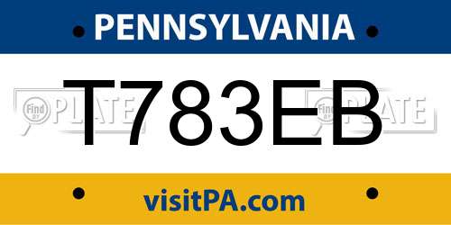T783EB Pennsylvania License Plate