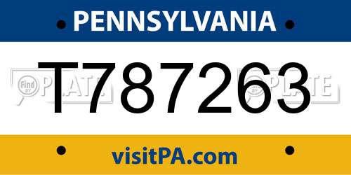 T787263 Pennsylvania License Plate