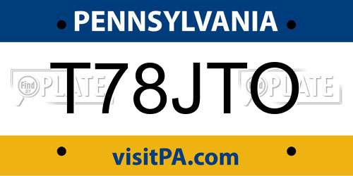 T78JTO Pennsylvania License Plate