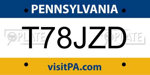 T78JZD Pennsylvania License Plate