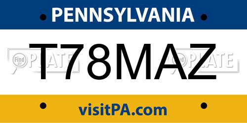 T78MAZ Pennsylvania License Plate