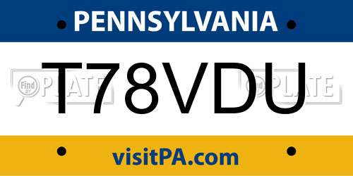 T78VDU Pennsylvania License Plate