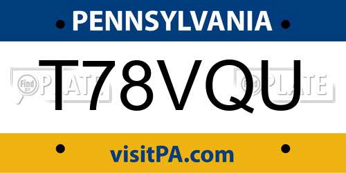 T78VQU Pennsylvania License Plate