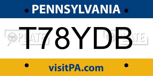 T78YDB Pennsylvania License Plate