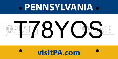 T78YOS Pennsylvania License Plate