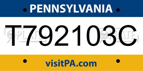 T792103C Pennsylvania License Plate