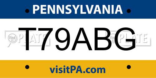 T79ABG Pennsylvania License Plate