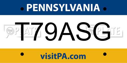 T79ASG Pennsylvania License Plate