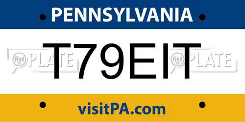 T79EIT Pennsylvania License Plate