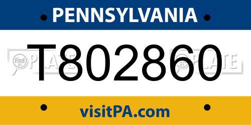 T802860 Pennsylvania License Plate