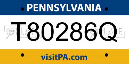 T80286Q Pennsylvania License Plate