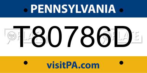 T80786D Pennsylvania License Plate