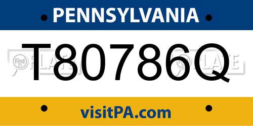 T80786Q Pennsylvania License Plate
