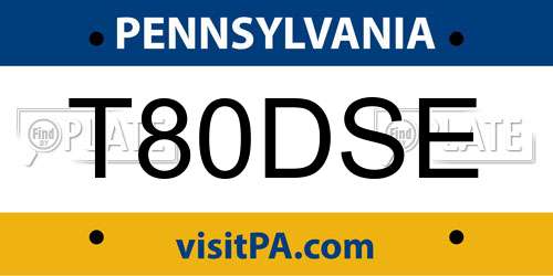 T80DSE Pennsylvania License Plate