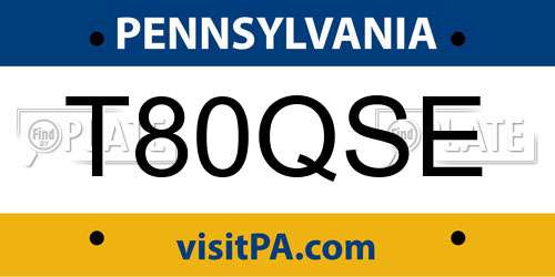 T80QSE Pennsylvania License Plate