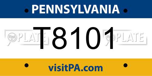 T8101 Pennsylvania License Plate