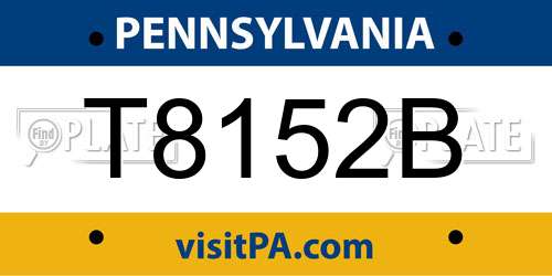 T8152B Pennsylvania License Plate
