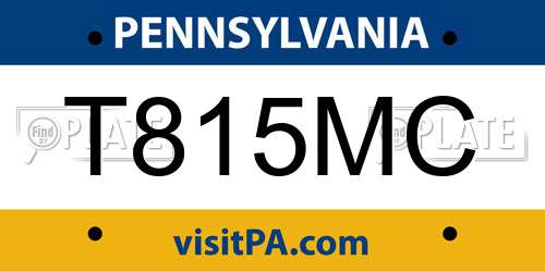 T815MC Pennsylvania License Plate