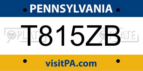 T815ZB Pennsylvania License Plate