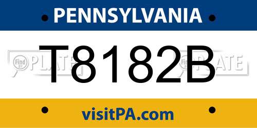 T8182B Pennsylvania License Plate
