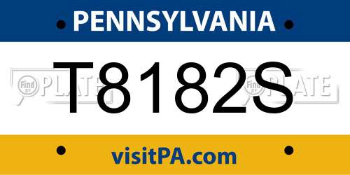T8182S Pennsylvania License Plate