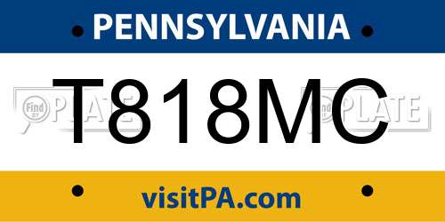 T818MC Pennsylvania License Plate