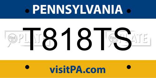 T818TS Pennsylvania License Plate