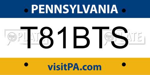T81BTS Pennsylvania License Plate