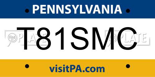 T81SMC Pennsylvania License Plate