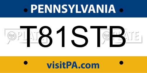 T81STB Pennsylvania License Plate