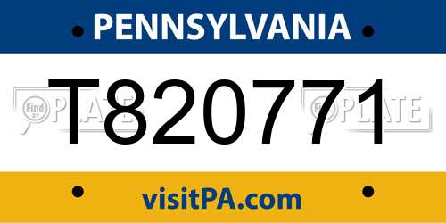 T820771 Pennsylvania License Plate