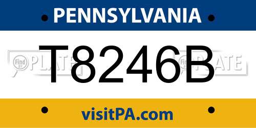 T8246B Pennsylvania License Plate